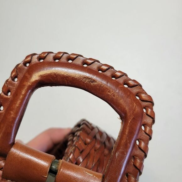 Vintage Woven Brown Leather Belt Women's Medium - Picture 10 of 12
